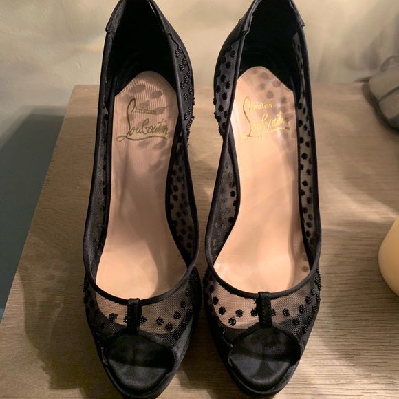 Christian Louboutin Peep Toe Mesh Heel - Picture 2 of 3